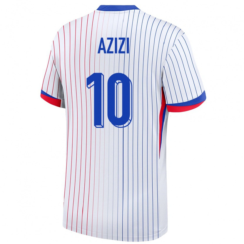 Danxen Homme Maillot France Ilyas Azizi #10 Blanc Tenues Extérieur 24-26 T-Shirt