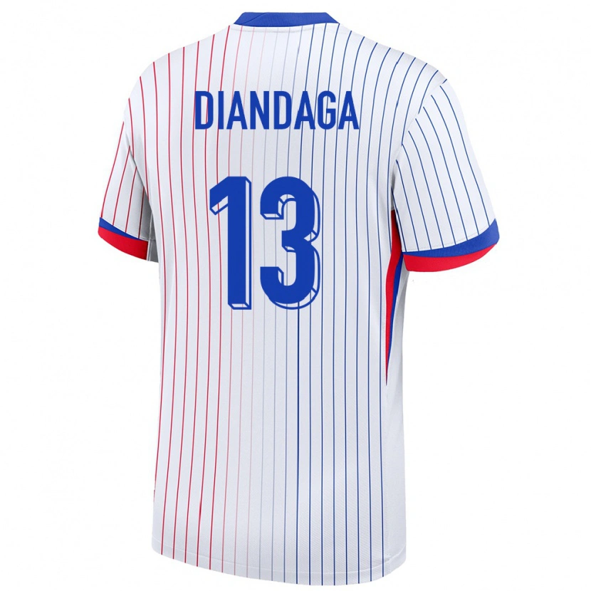 Danxen Homme Maillot France Hermann Diandaga #13 Blanc Tenues Extérieur 24-26 T-Shirt