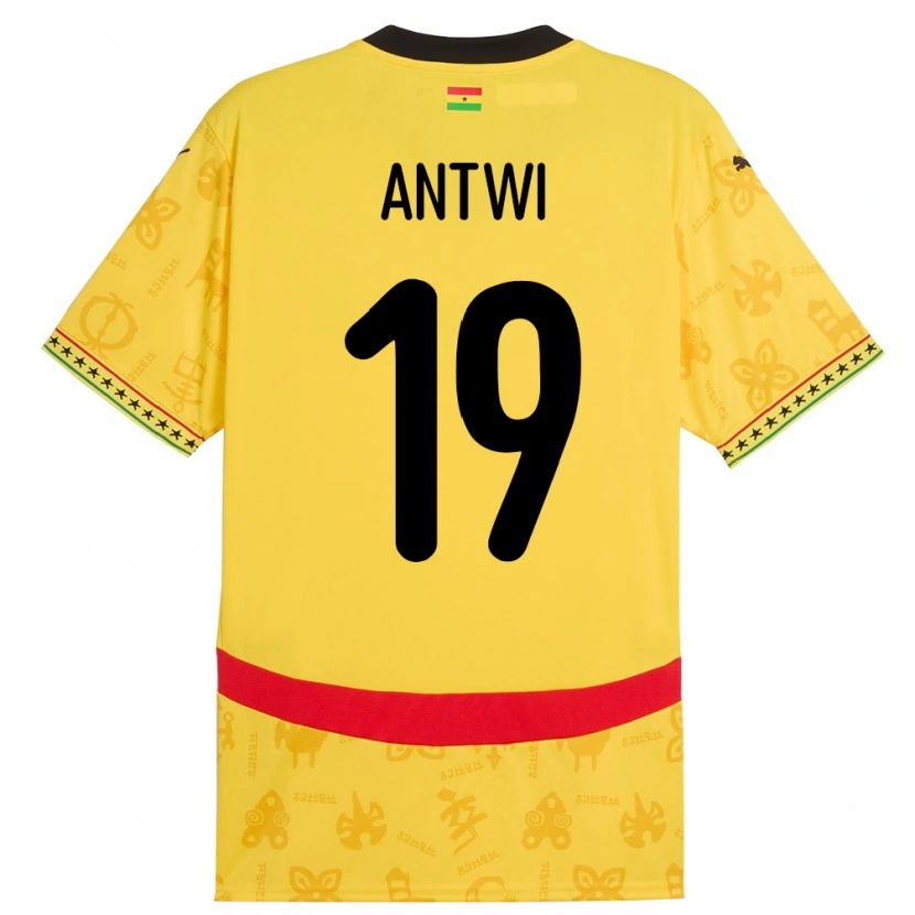 Danxen Homme Maillot Ghana Emmanuel Antwi #19 Jaune Tenues Extérieur 24-26 T-Shirt