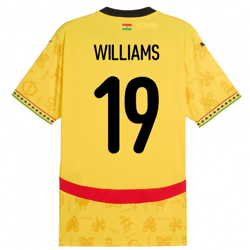 Danxen Homme Maillot Ghana Iñaki Williams #19 Jaune Tenues Extérieur 24-26 T-Shirt