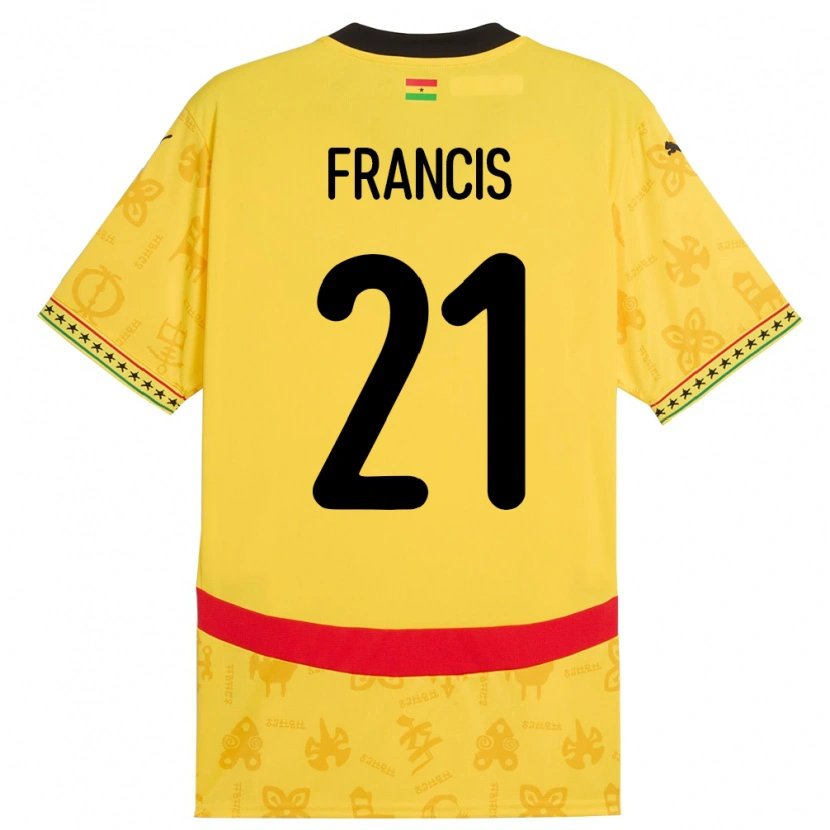 Danxen Homme Maillot Ghana Abu Francis #21 Jaune Tenues Extérieur 24-26 T-Shirt