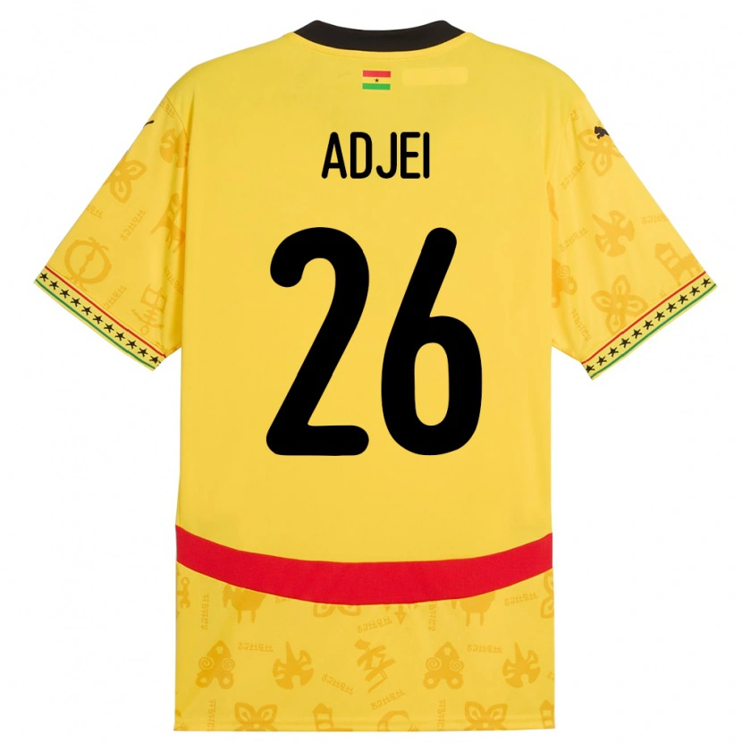 Danxen Homme Maillot Ghana Nathaniel Adjei #26 Jaune Tenues Extérieur 24-26 T-Shirt