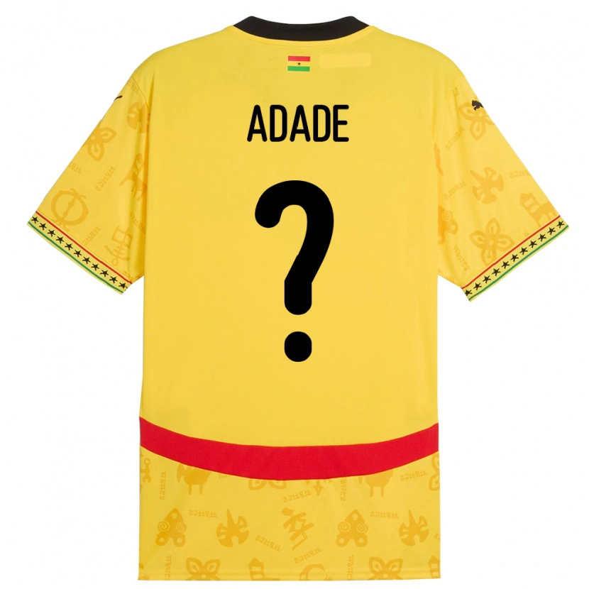 Danxen Homme Maillot Ghana Ebenezer Adade #0 Jaune Tenues Extérieur 24-26 T-Shirt