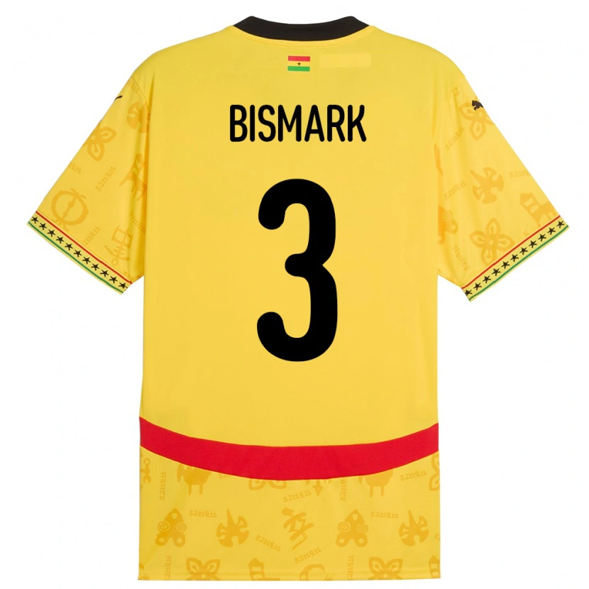 Danxen Homme Maillot Ghana Anim Bismark #3 Jaune Tenues Extérieur 24-26 T-Shirt