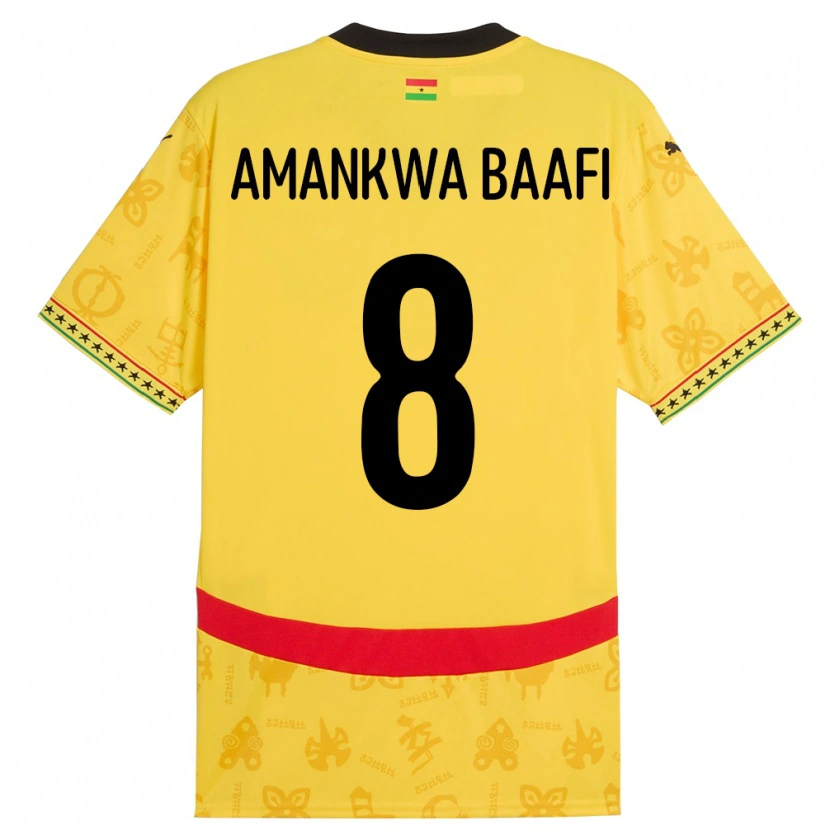 Danxen Homme Maillot Ghana Yaw Amankwa Baafi #8 Jaune Tenues Extérieur 24-26 T-Shirt