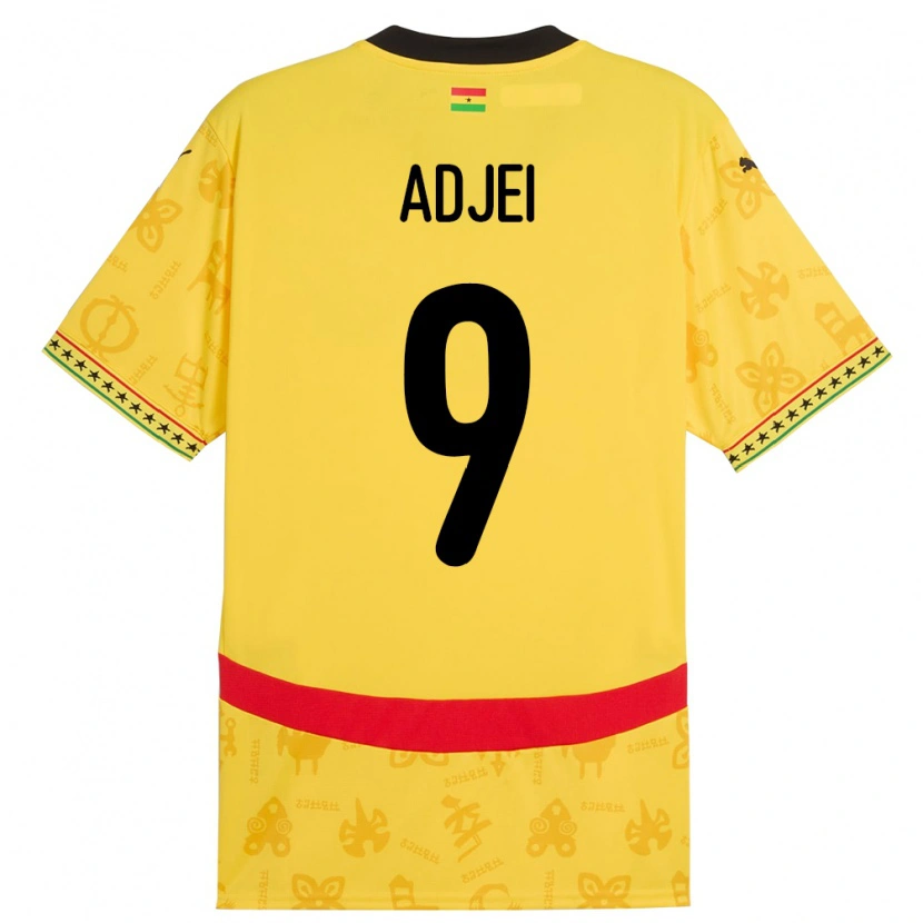 Danxen Homme Maillot Ghana Vivian Adjei #9 Jaune Tenues Extérieur 24-26 T-Shirt