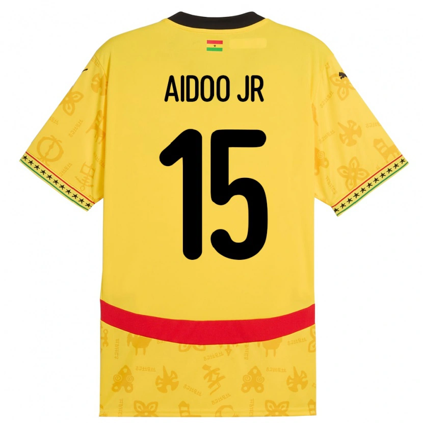 Danxen Homme Maillot Ghana Joseph Aidoo #15 Jaune Tenues Extérieur 24-26 T-Shirt