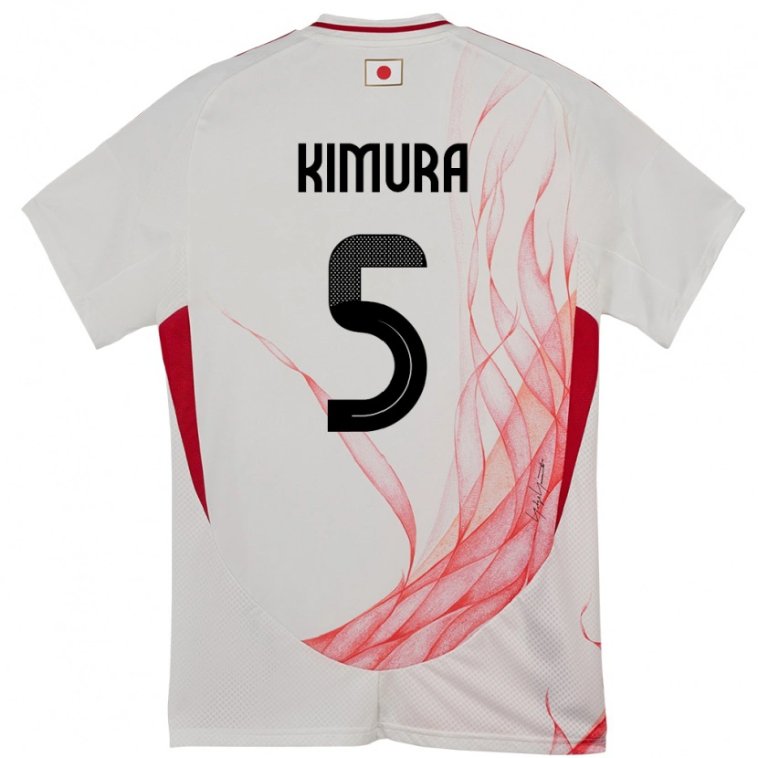 Danxen Homme Maillot Japon Seiji Kimura #5 Blanc Tenues Extérieur 24-26 T-Shirt