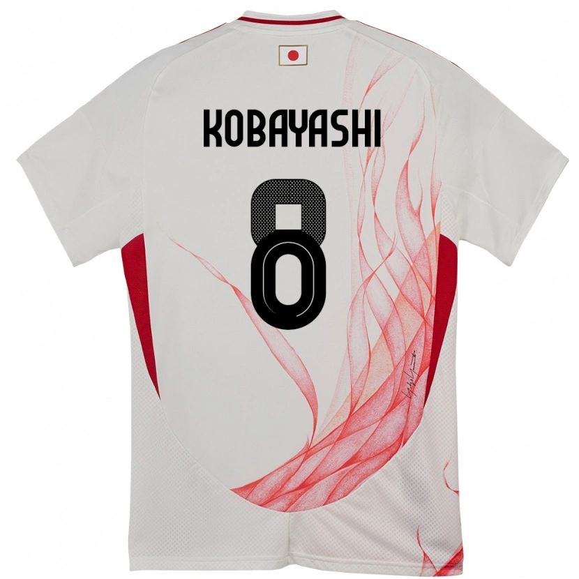 Danxen Homme Maillot Japon Shimon Kobayashi #8 Blanc Tenues Extérieur 24-26 T-Shirt