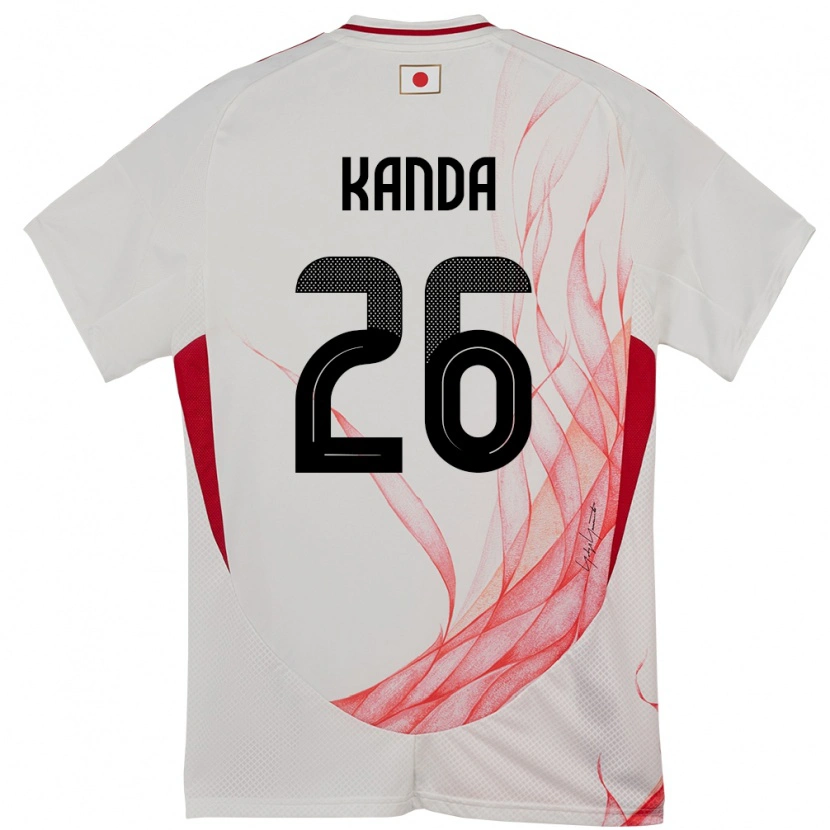 Danxen Homme Maillot Japon Hiroto Kanda #26 Blanc Tenues Extérieur 24-26 T-Shirt