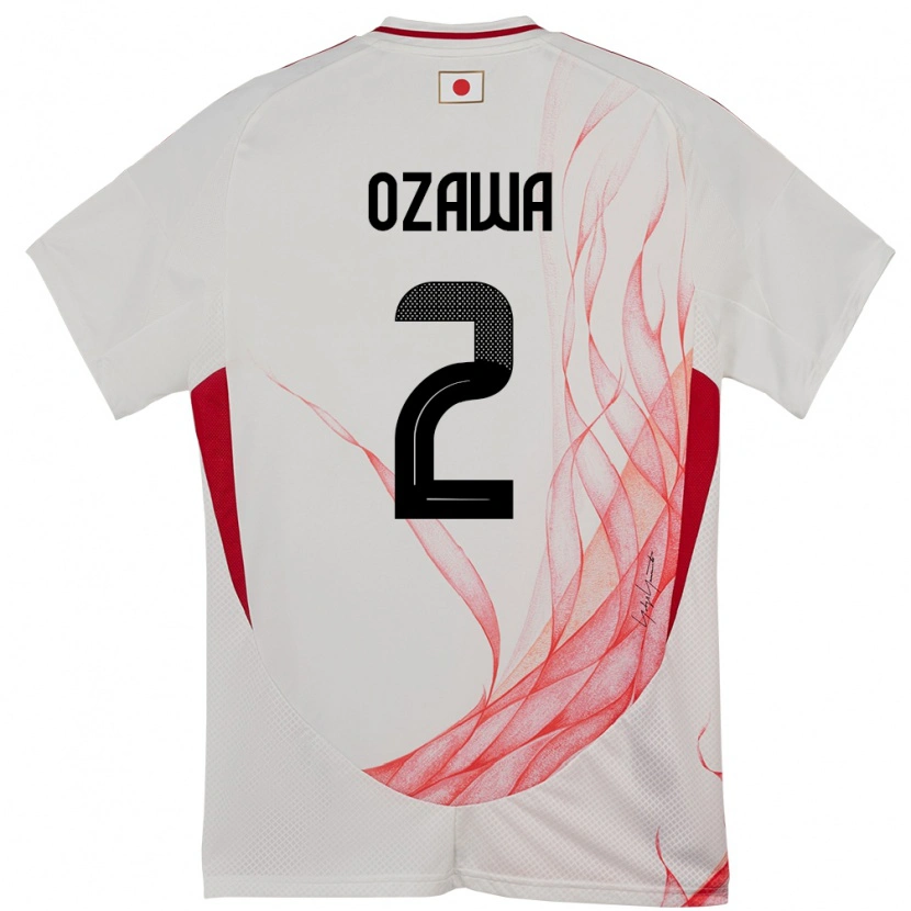 Danxen Homme Maillot Japon Haruki Ozawa #2 Blanc Tenues Extérieur 24-26 T-Shirt