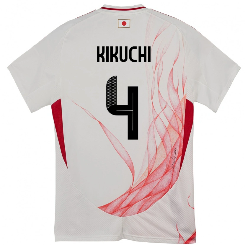 Danxen Homme Maillot Japon Shuta Kikuchi #4 Blanc Tenues Extérieur 24-26 T-Shirt