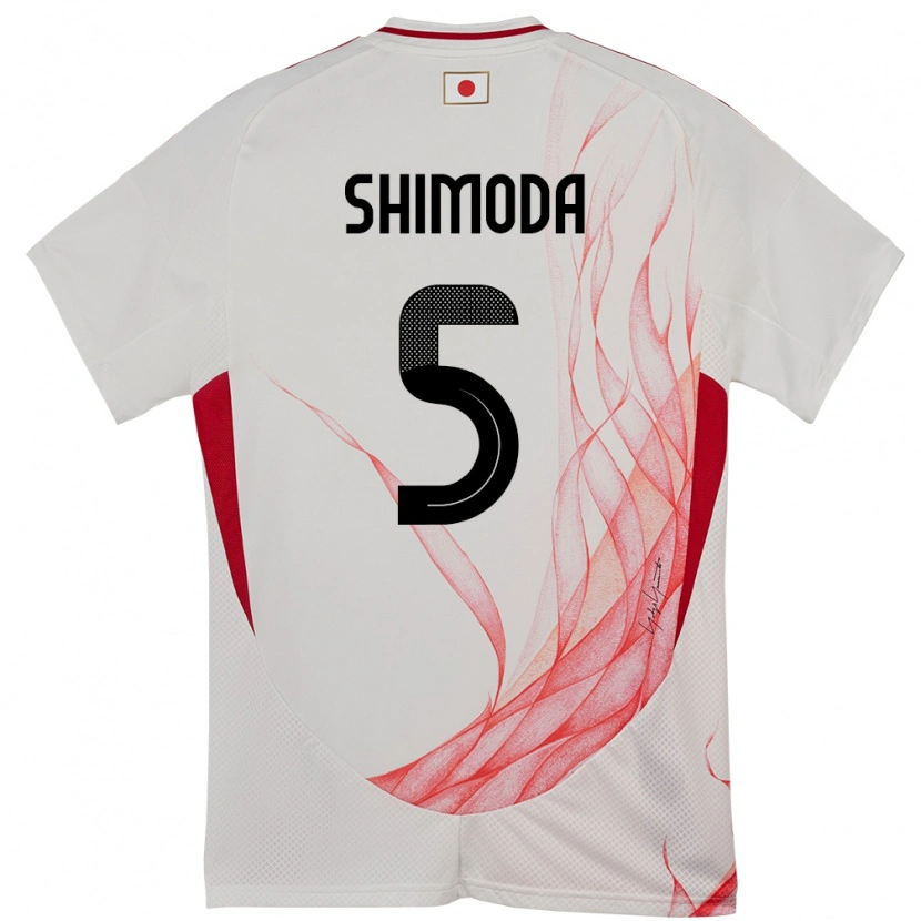 Danxen Homme Maillot Japon Yoshihiro Shimoda #5 Blanc Tenues Extérieur 24-26 T-Shirt