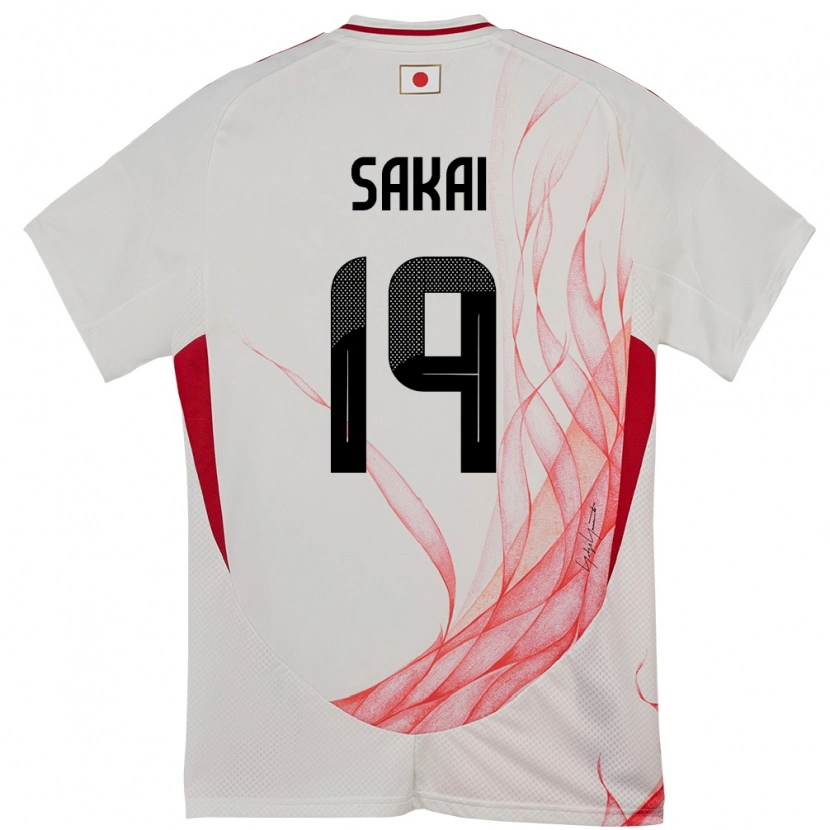 Danxen Homme Maillot Japon Hiroki Sakai #19 Blanc Tenues Extérieur 24-26 T-Shirt