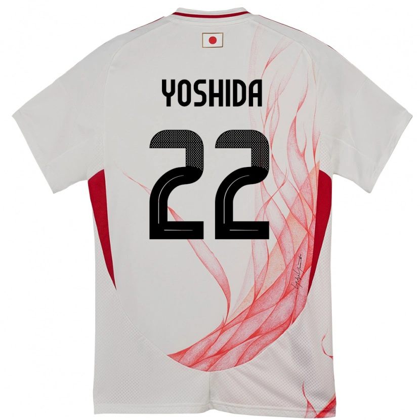 Danxen Homme Maillot Japon Maya Yoshida #22 Blanc Tenues Extérieur 24-26 T-Shirt