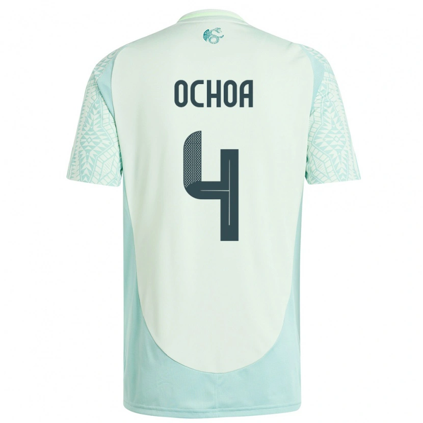 Danxen Homme Maillot Mexique Diego Ochoa #4 Lin Vert Tenues Extérieur 24-26 T-Shirt
