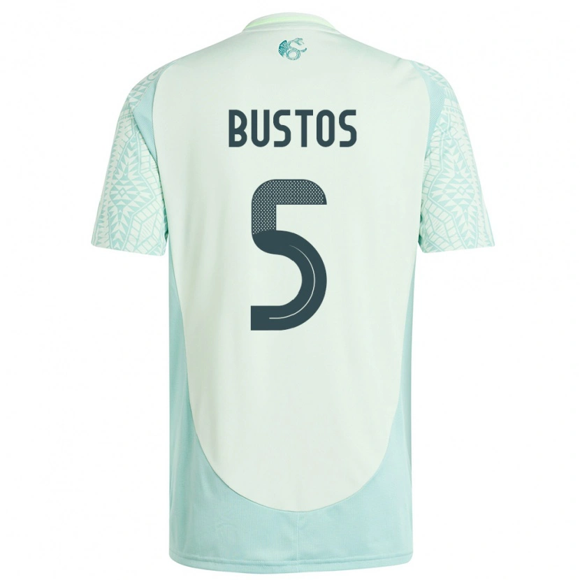 Danxen Homme Maillot Mexique César Bustos #5 Lin Vert Tenues Extérieur 24-26 T-Shirt