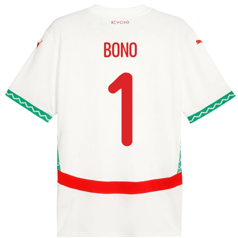 Danxen Homme Maillot Maroc Bono #1 Blanc Tenues Extérieur 24-26 T-Shirt