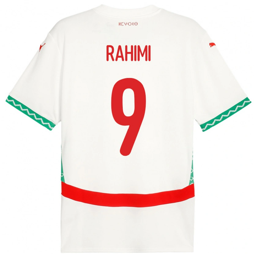 Danxen Homme Maillot Maroc Soufiane Rahimi #9 Blanc Tenues Extérieur 24-26 T-Shirt