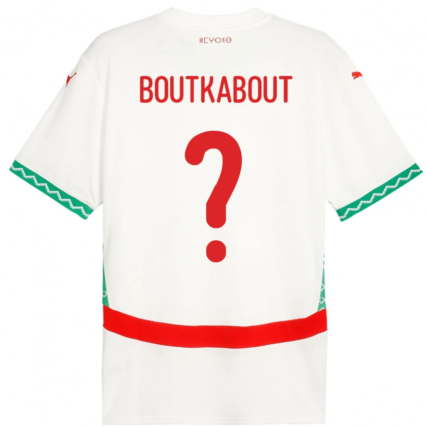 Danxen Homme Maillot Maroc Amir Boutkabout #0 Blanc Tenues Extérieur 24-26 T-Shirt
