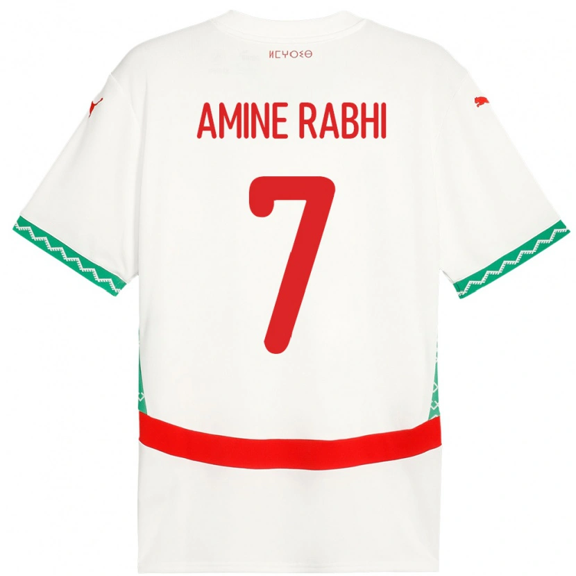 Danxen Homme Maillot Maroc Mohamed Amine Rabhi #7 Blanc Tenues Extérieur 24-26 T-Shirt