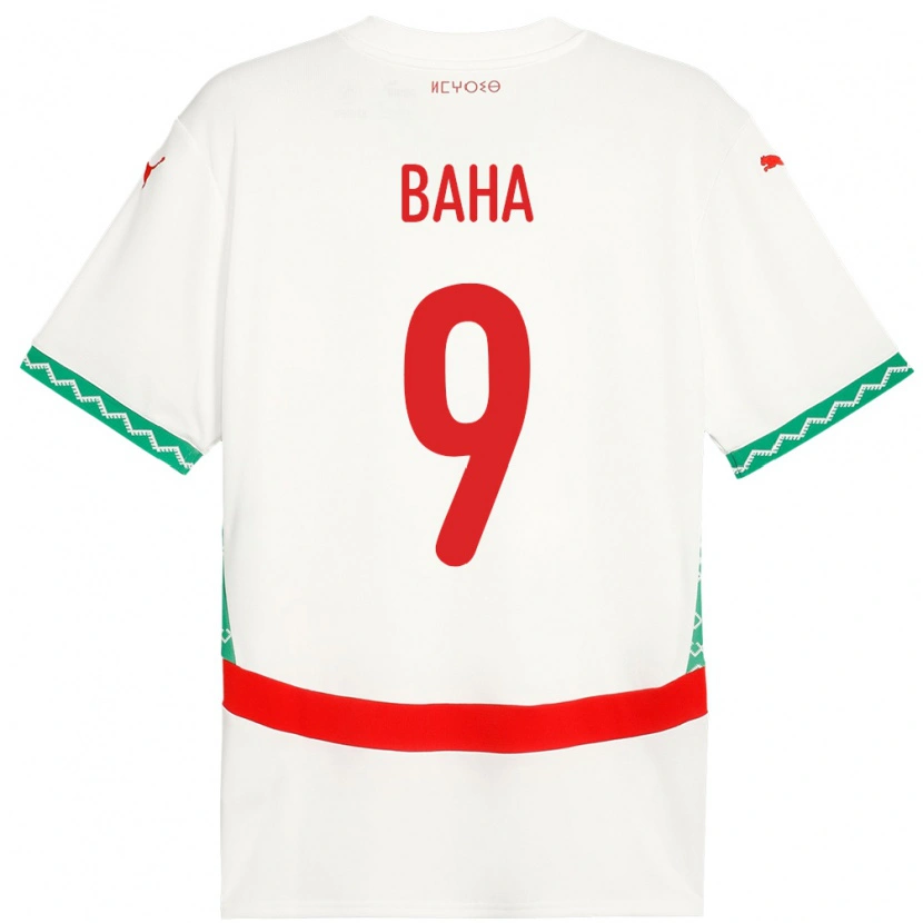 Danxen Homme Maillot Maroc Ziyad Baha #9 Blanc Tenues Extérieur 24-26 T-Shirt