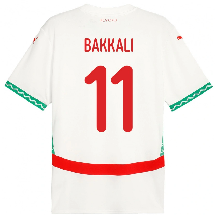 Danxen Homme Maillot Maroc Mohamade Bakkali #11 Blanc Tenues Extérieur 24-26 T-Shirt