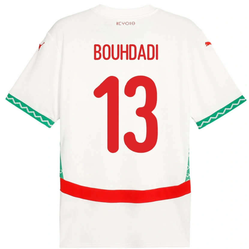 Danxen Homme Maillot Maroc Adam Bouhdadi #13 Blanc Tenues Extérieur 24-26 T-Shirt