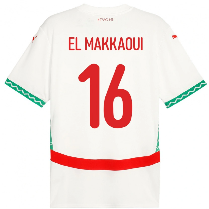 Danxen Homme Maillot Maroc Anas El Makkaoui #16 Blanc Tenues Extérieur 24-26 T-Shirt