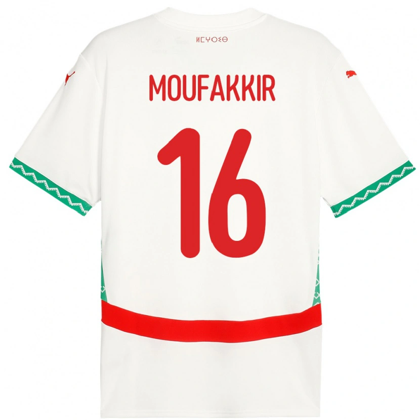 Danxen Homme Maillot Maroc Ishak Moufakkir #16 Blanc Tenues Extérieur 24-26 T-Shirt