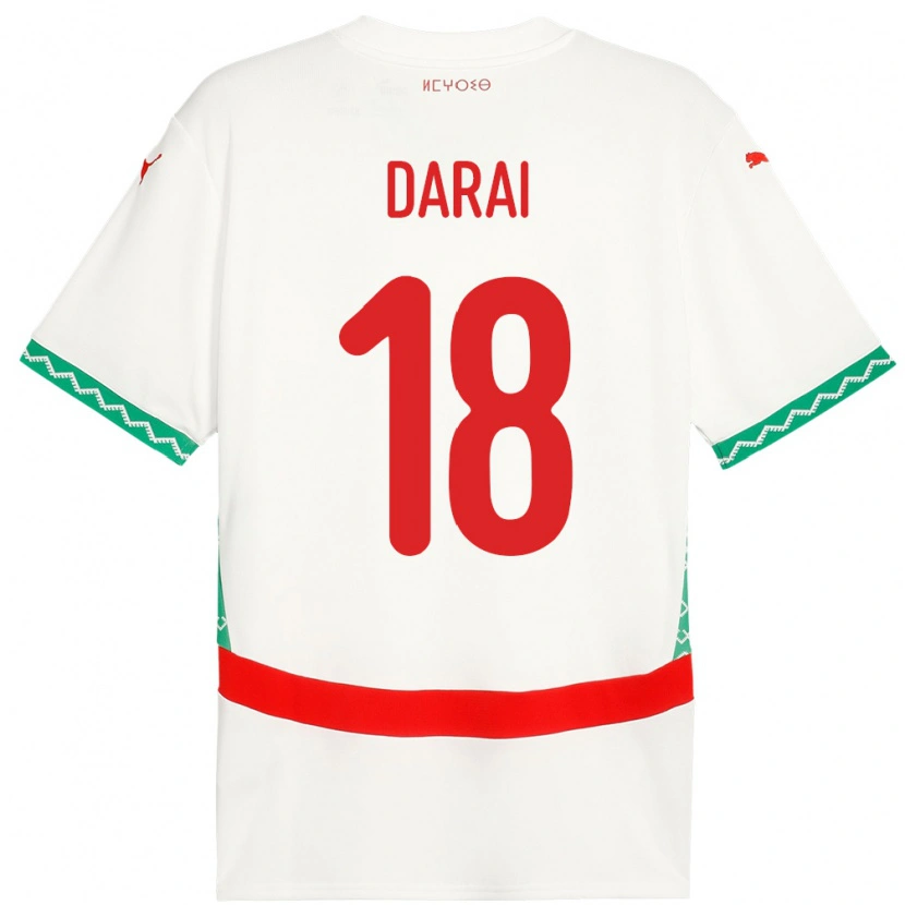 Danxen Homme Maillot Maroc Hamza Darai #18 Blanc Tenues Extérieur 24-26 T-Shirt