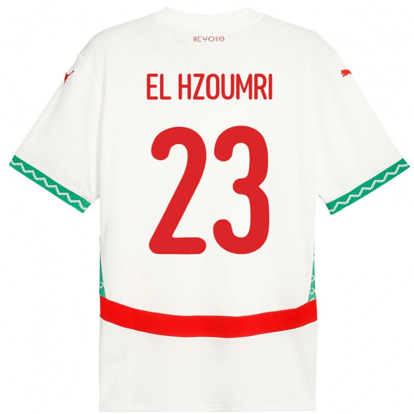 Danxen Homme Maillot Maroc Yahya El Hzoumri #23 Blanc Tenues Extérieur 24-26 T-Shirt