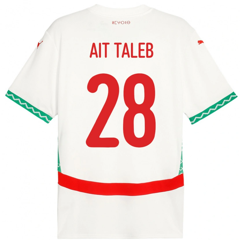 Danxen Homme Maillot Maroc Ismail Ait Taleb #28 Blanc Tenues Extérieur 24-26 T-Shirt