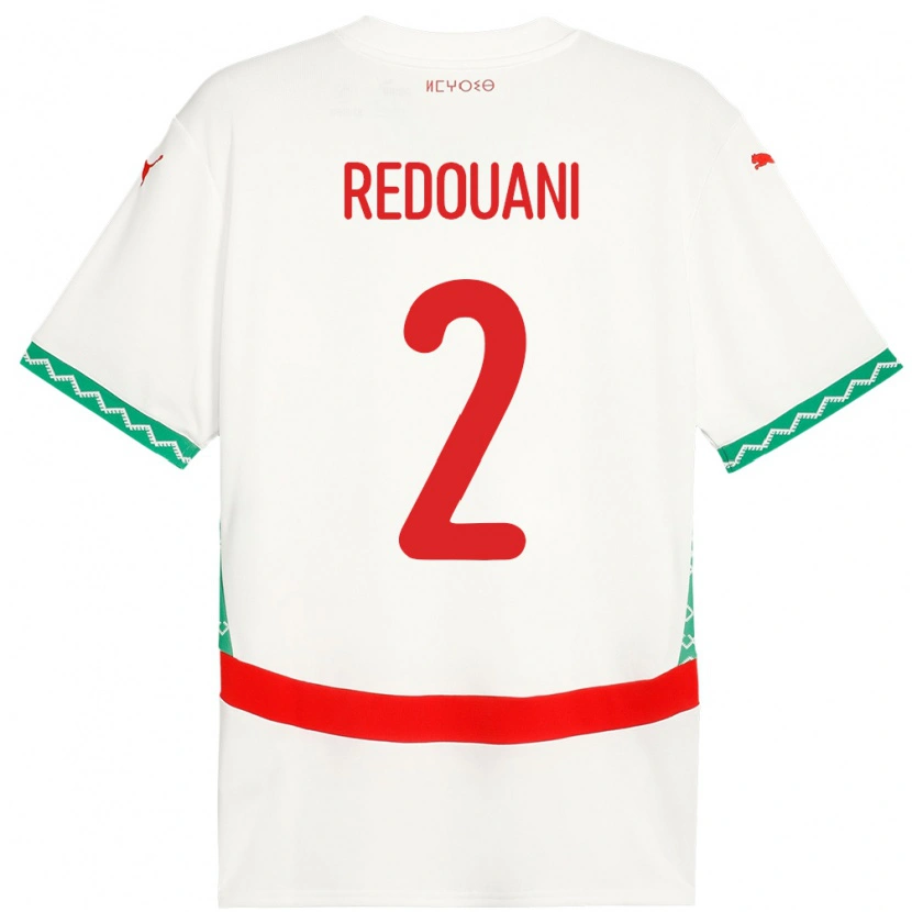 Danxen Homme Maillot Maroc Zineb Redouani #2 Blanc Tenues Extérieur 24-26 T-Shirt