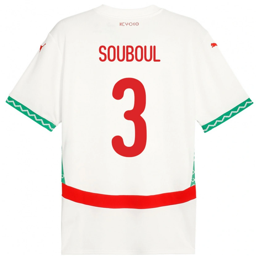 Danxen Homme Maillot Maroc Mohamed Souboul #3 Blanc Tenues Extérieur 24-26 T-Shirt