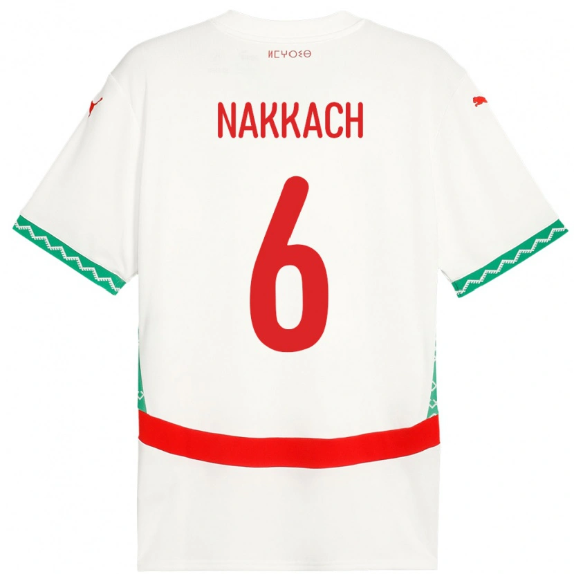 Danxen Homme Maillot Maroc Elodie Nakkach #6 Blanc Tenues Extérieur 24-26 T-Shirt