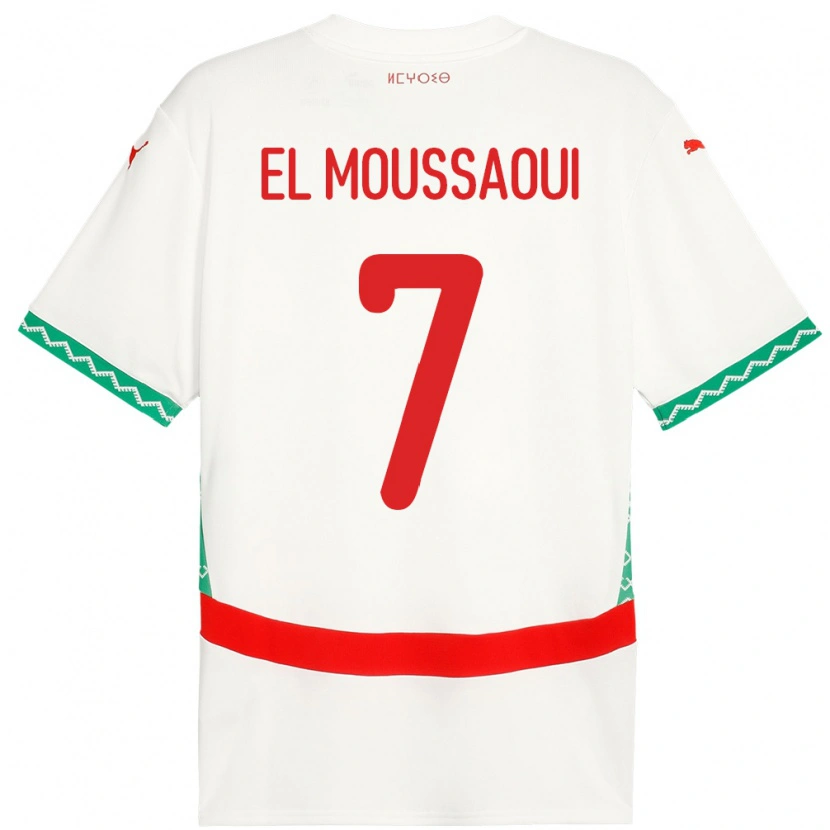 Danxen Homme Maillot Maroc Hamza El Moussaoui #7 Blanc Tenues Extérieur 24-26 T-Shirt