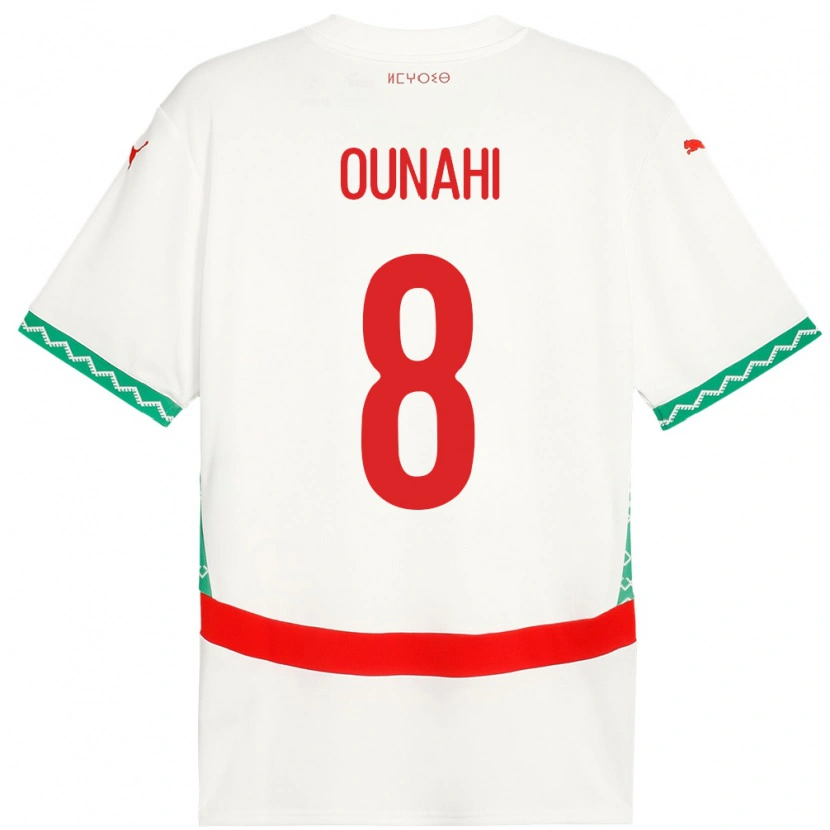 Danxen Homme Maillot Maroc Azzeddine Ounahi #8 Blanc Tenues Extérieur 24-26 T-Shirt