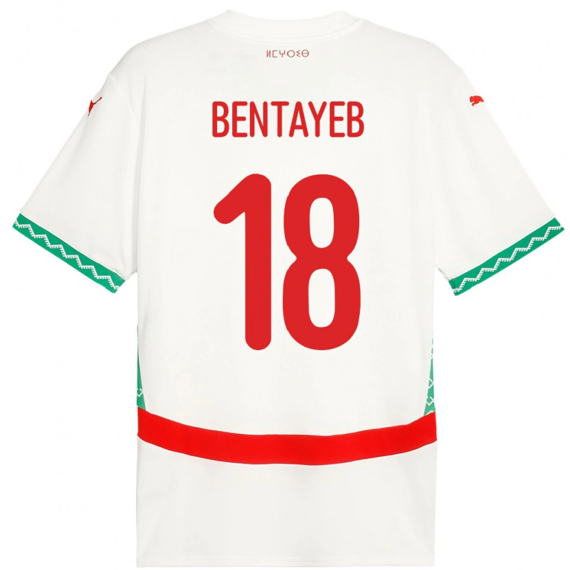 Danxen Homme Maillot Maroc Tawfik Bentayeb #18 Blanc Tenues Extérieur 24-26 T-Shirt