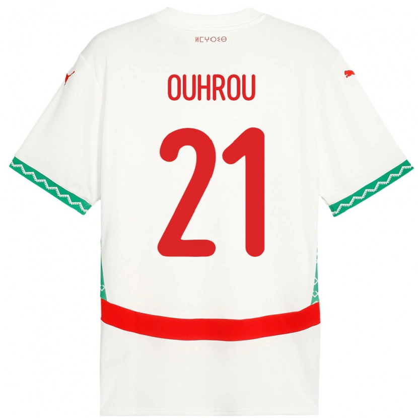Danxen Homme Maillot Maroc Marouane Ouhrou #21 Blanc Tenues Extérieur 24-26 T-Shirt