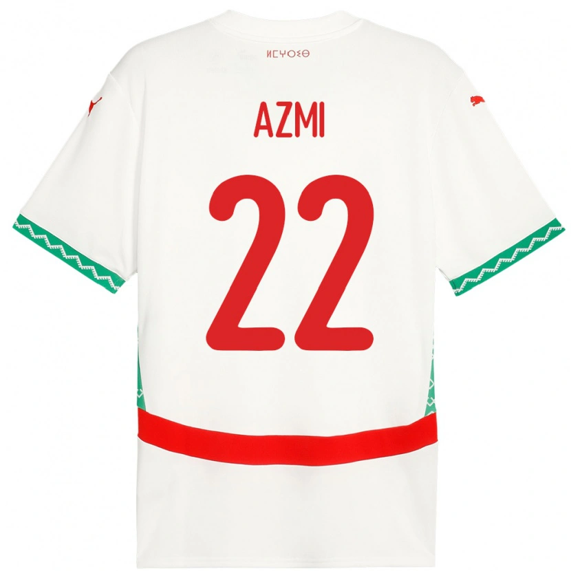 Danxen Homme Maillot Maroc Ahmed Azmi #22 Blanc Tenues Extérieur 24-26 T-Shirt