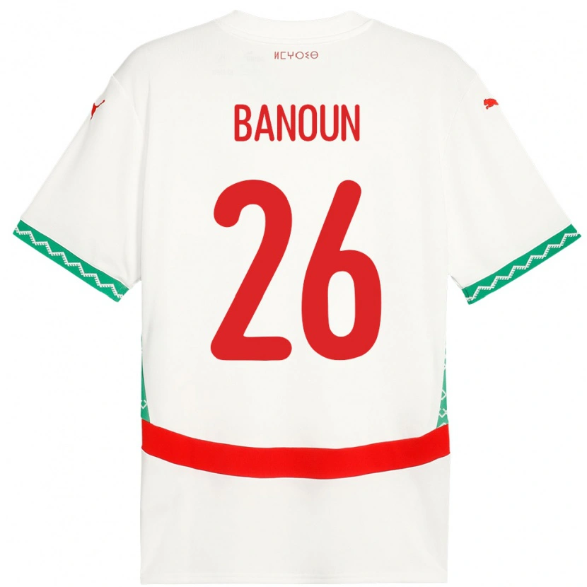 Danxen Homme Maillot Maroc Badr Banoun #26 Blanc Tenues Extérieur 24-26 T-Shirt