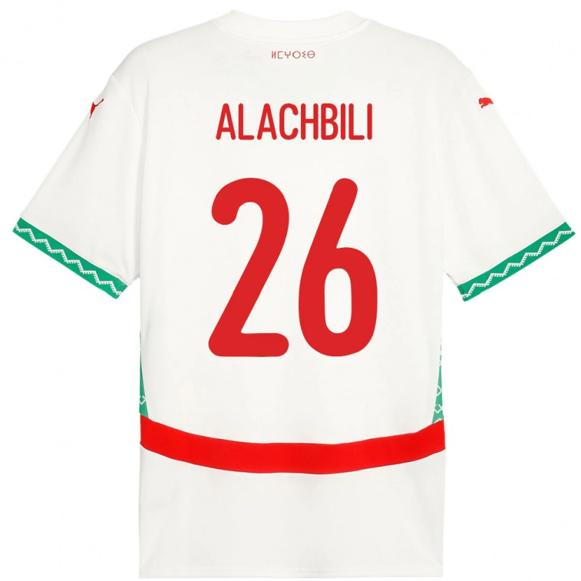 Danxen Homme Maillot Maroc Taha Alachbili #26 Blanc Tenues Extérieur 24-26 T-Shirt