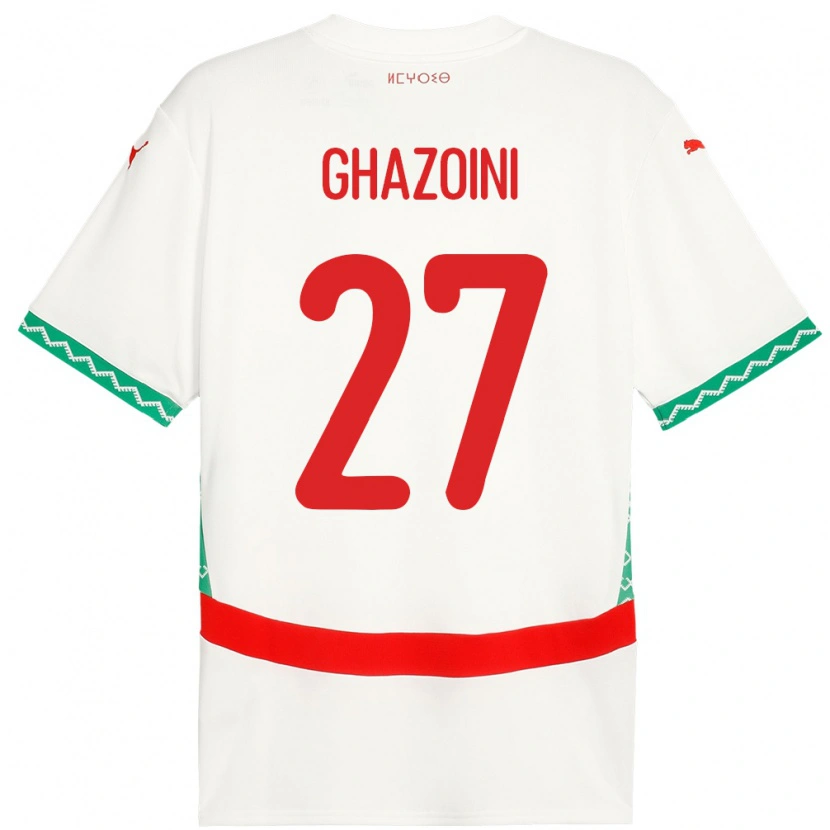 Danxen Homme Maillot Maroc Amine Ghazoini #27 Blanc Tenues Extérieur 24-26 T-Shirt