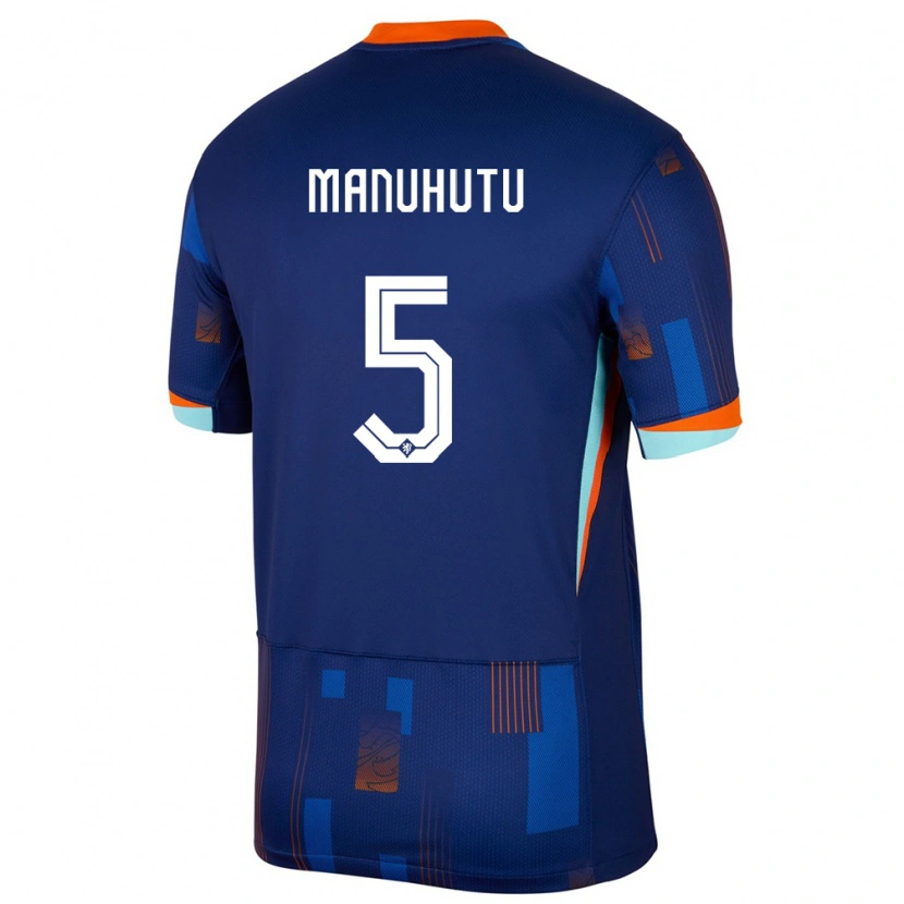 Danxen Homme Maillot Pays-Bas Rivas Manuhutu #5 Bleu Tenues Extérieur 24-26 T-Shirt