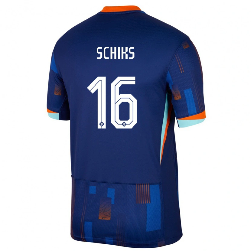 Danxen Homme Maillot Pays-Bas Niek Schiks #16 Bleu Tenues Extérieur 24-26 T-Shirt