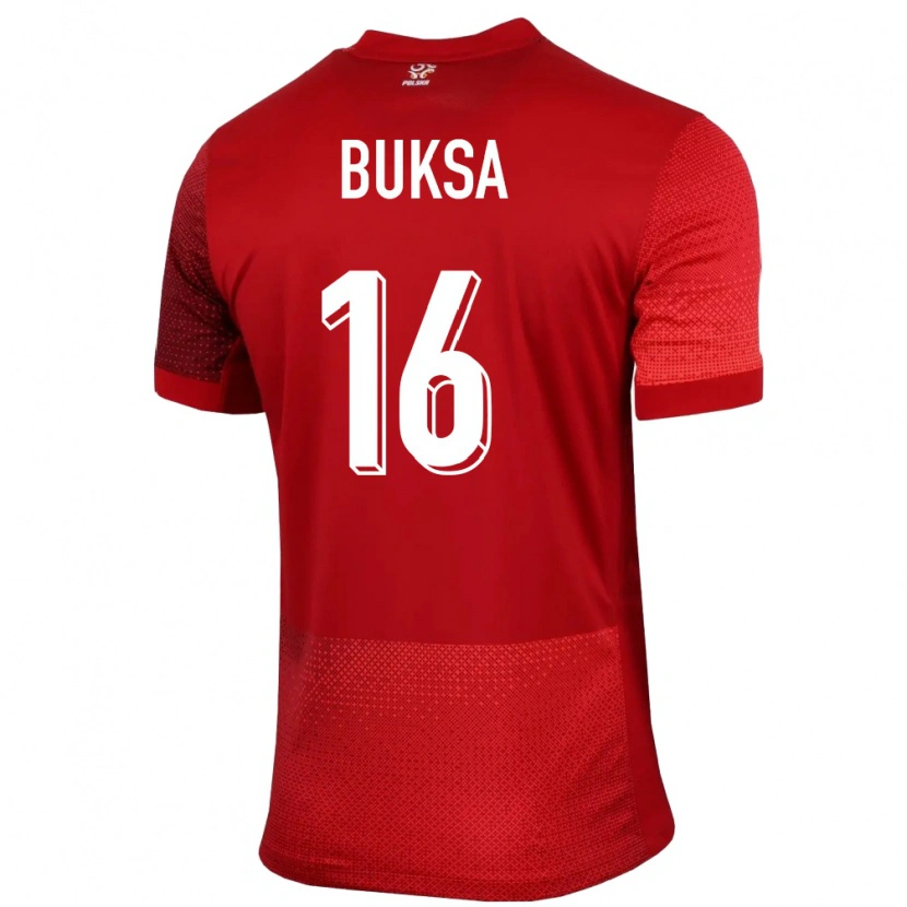 Danxen Homme Maillot Pologne Adam Buksa #16 Rouge Tenues Extérieur 24-26 T-Shirt