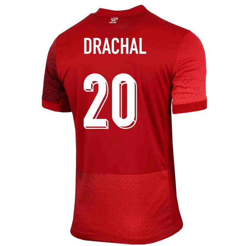 Danxen Homme Maillot Pologne Dawid Drachal #20 Rouge Tenues Extérieur 24-26 T-Shirt