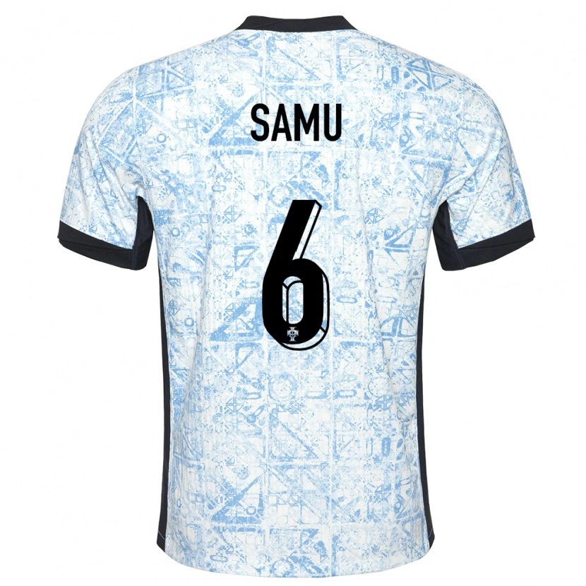 Danxen Homme Maillot Portugal Samú Costa #6 Bleu Crème Tenues Extérieur 24-26 T-Shirt