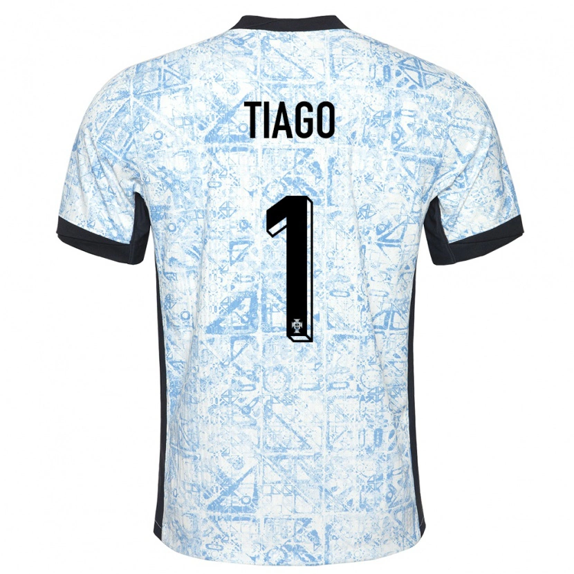 Danxen Homme Maillot Portugal Tiago Ferreira #1 Bleu Crème Tenues Extérieur 24-26 T-Shirt